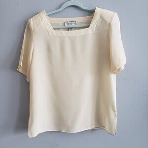 Spenser Jeremy Vintage 90's Silk Square Neck Short Sleeve Ivory Blouse